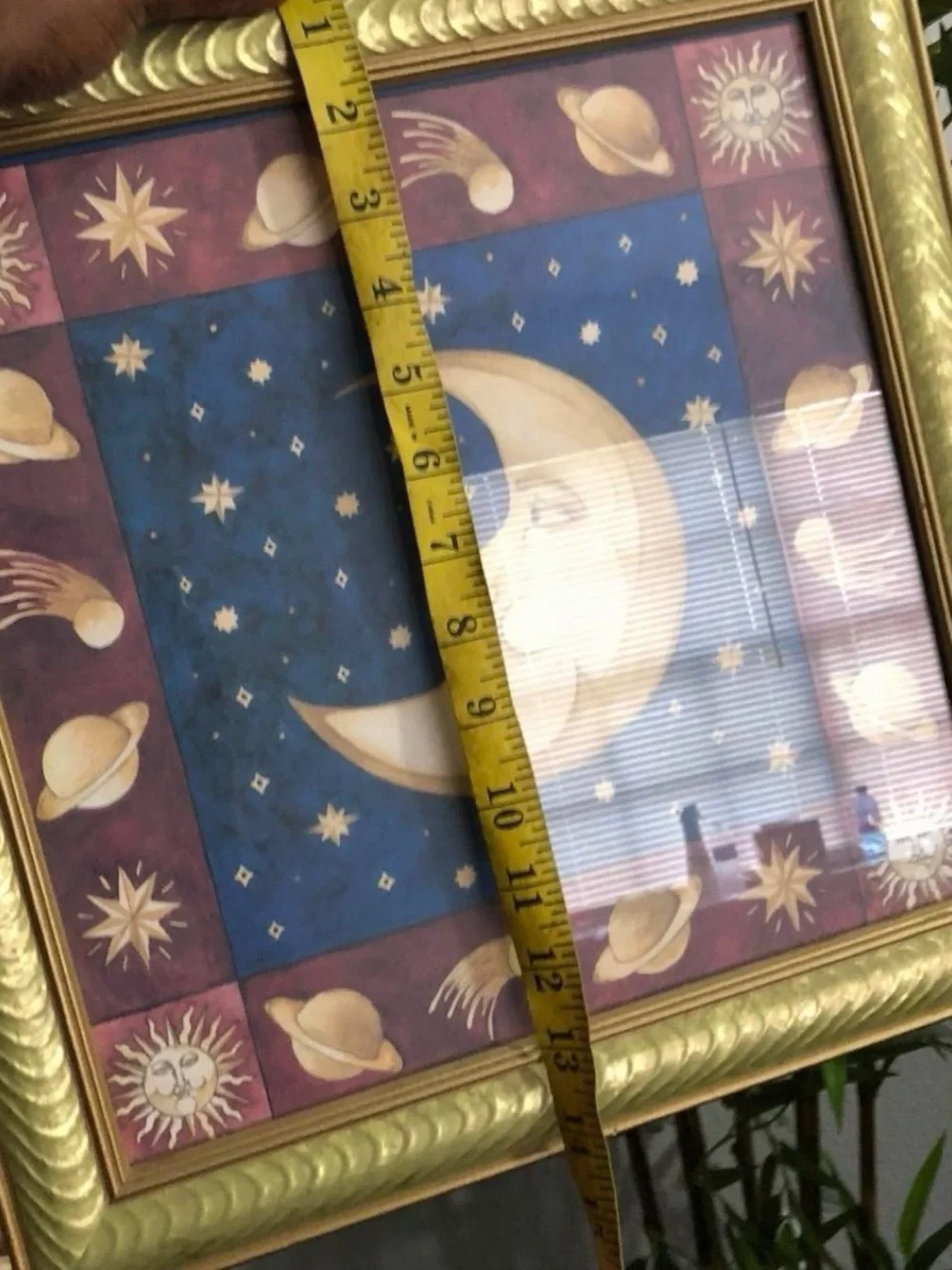 SIGNED Vintage Mary Beth Zeitz Celestial Sun Moon Stars Planets Framed Art Print